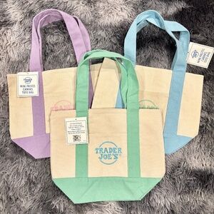 Trader Joe’s Mini Tote Bag Bundle Spring 2026 Pastel Set Lavender Mint Blue NEW
